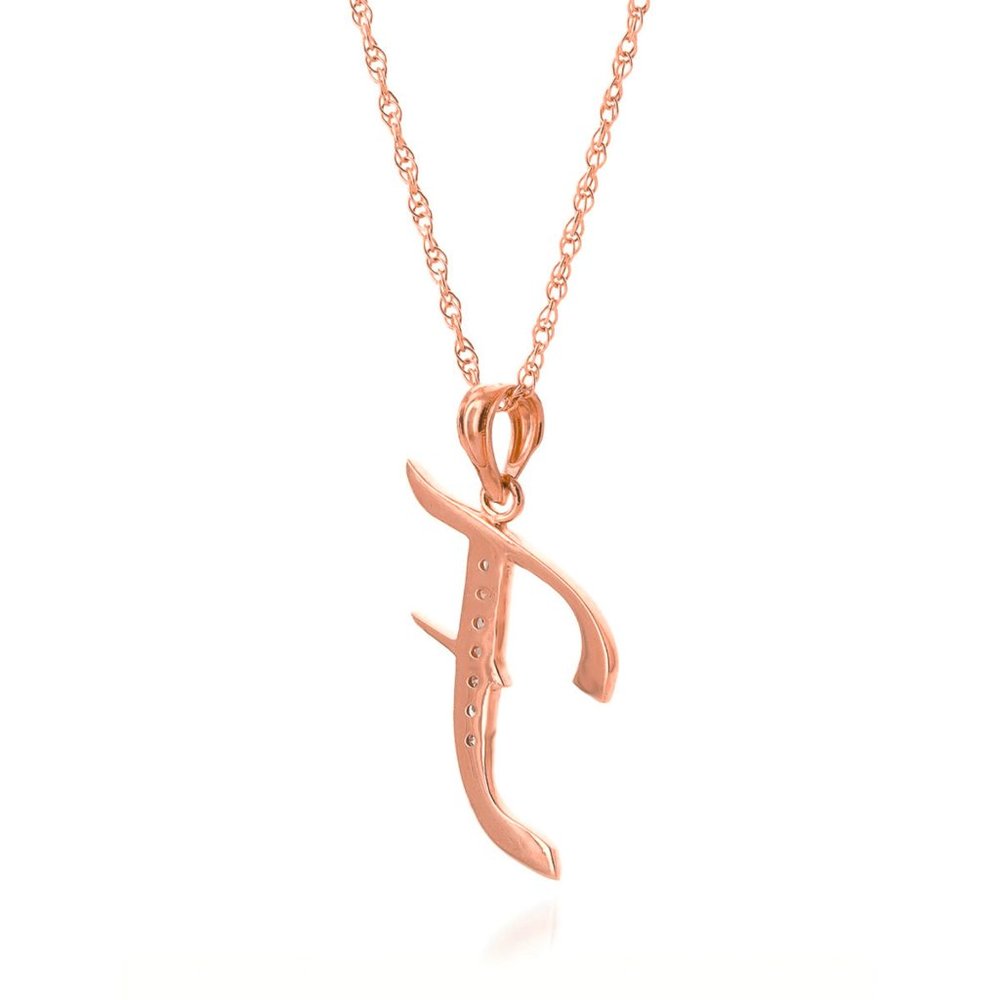 14k Gold Necklace Diamonds Initial "F" Pendant - Picture 4 of 9